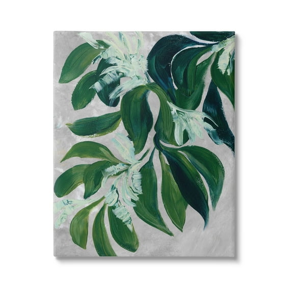 Stupell Painterly Green Plant Leaves Botanical & Floral Painting Gallery Wrapped Canvas Print Wall Art