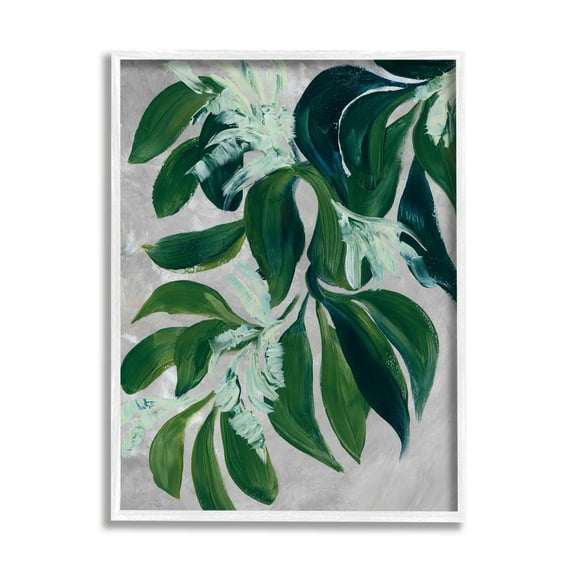 Stupell Painterly Green Plant Leaves Botanical & Floral Painting White Framed Art Print Wall Art