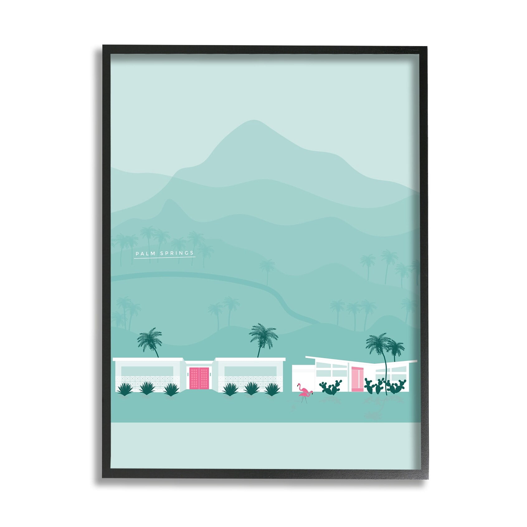 Stupell Palm Springs Modern Architecture Abstract Mountains Framed Wall Art 24 x 30 Black