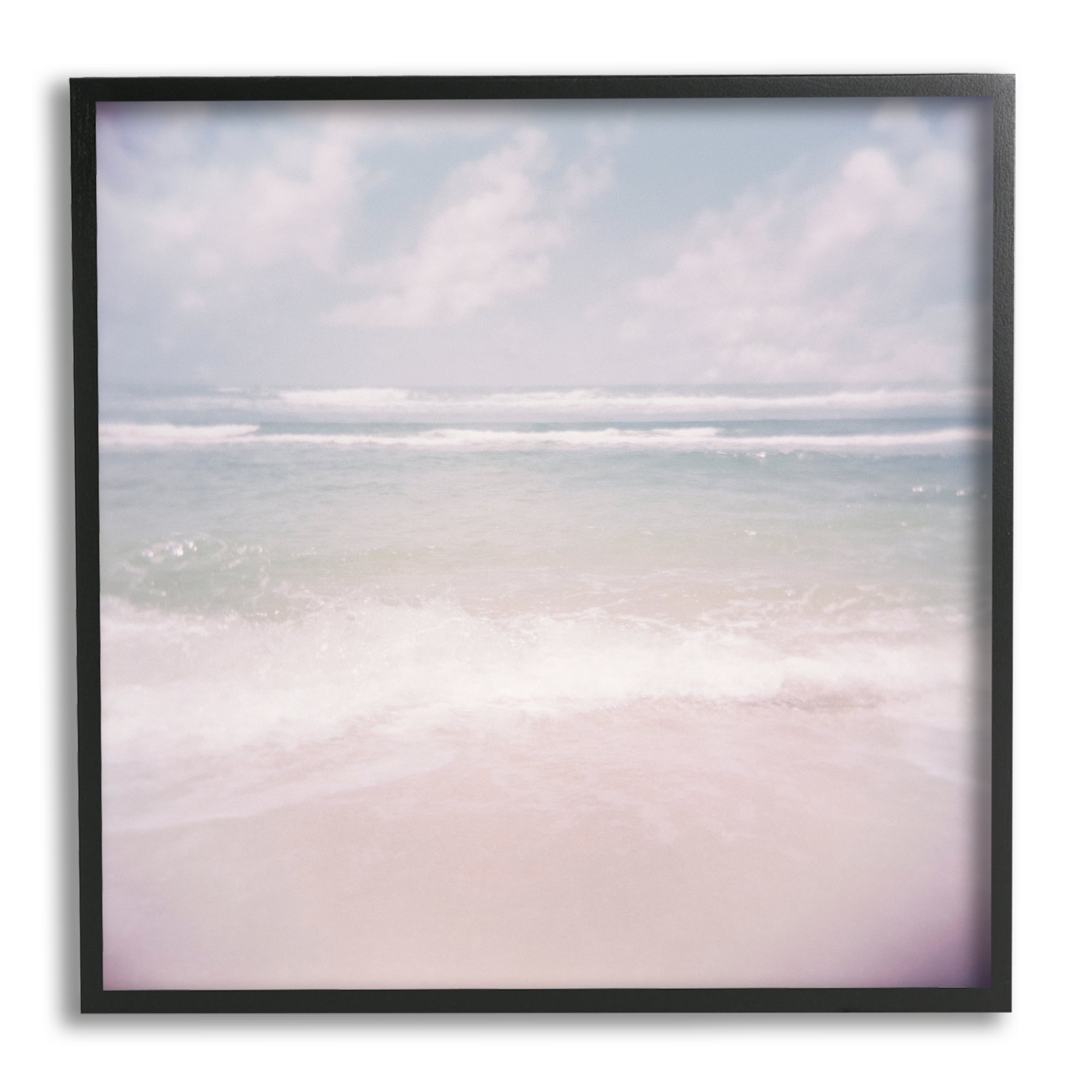 Stupell Pastel Beach Waves Horizon Landscape Painting Black Framed Art Print Wall Art