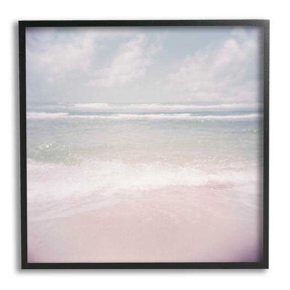 Stupell Pastel Beach Waves Horizon Landscape Painting Black Framed Art Print Wall Art