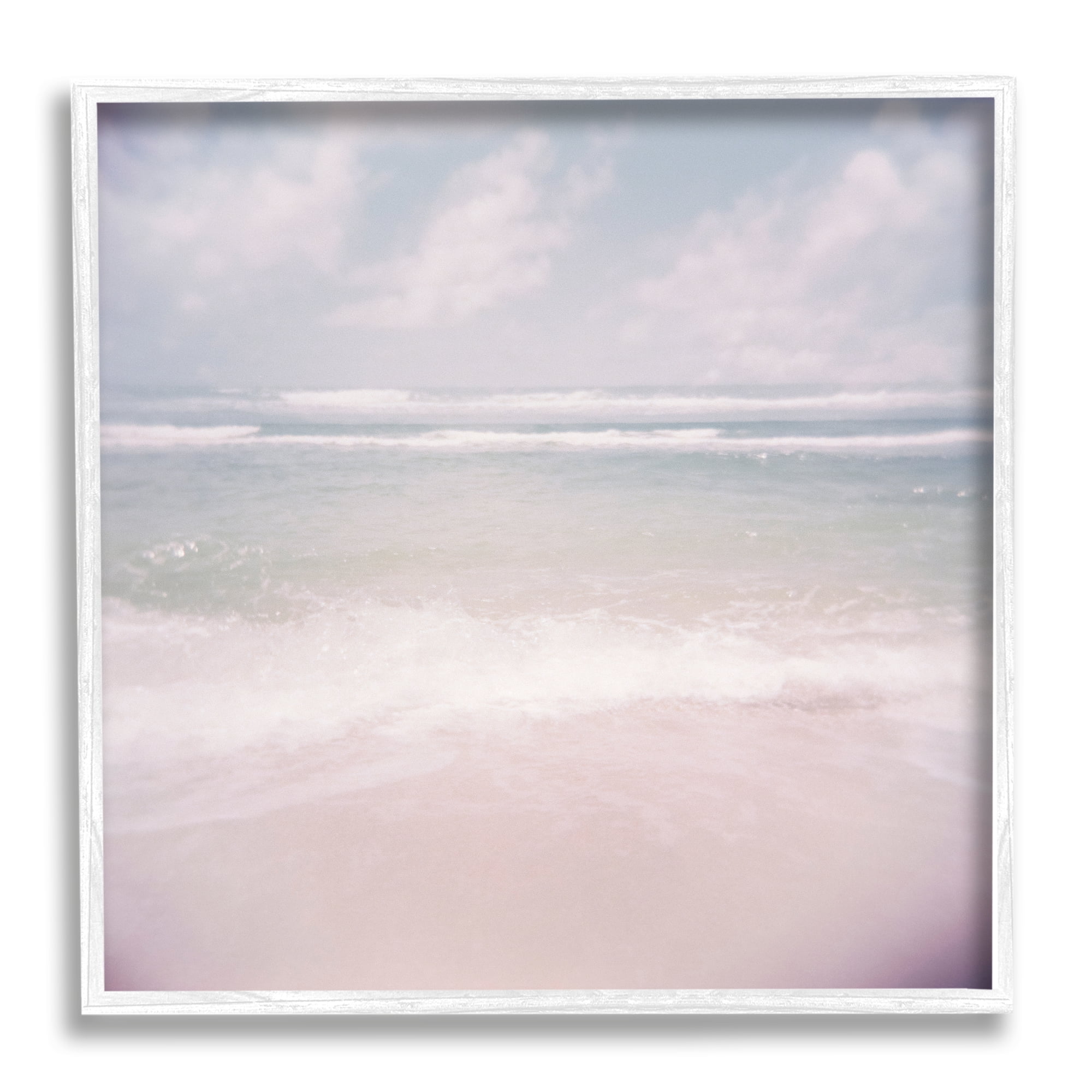 Stupell Pastel Beach Waves Horizon Landscape Painting White Framed Art Print Wall Art