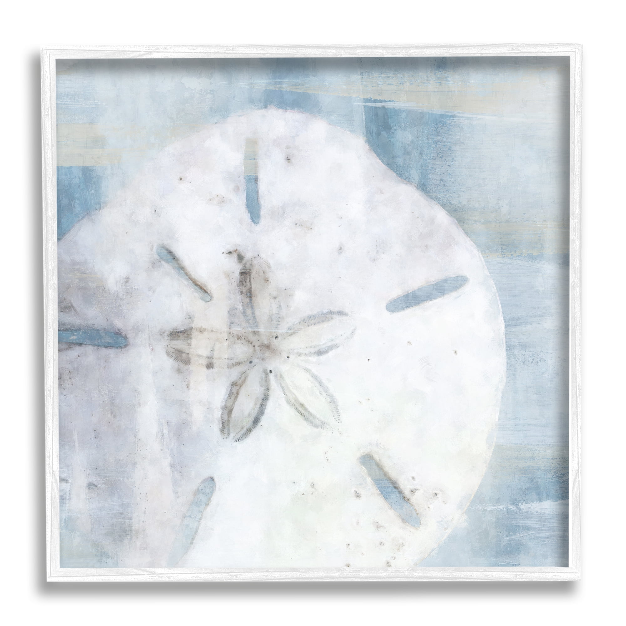 Stupell Pastel Blue Sand Dollar Seashell Landscape Painting White Framed Art Print Wall Art