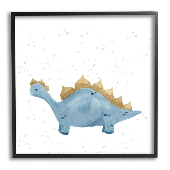 Stupell Pastel Blue Stegosaurus Dinosaur Animals & Insects Painting Black Framed Art Print Wall Art