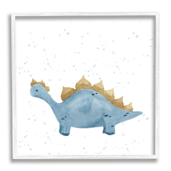 Stupell Pastel Blue Stegosaurus Dinosaur Animals & Insects Painting White Framed Art Print Wall Art