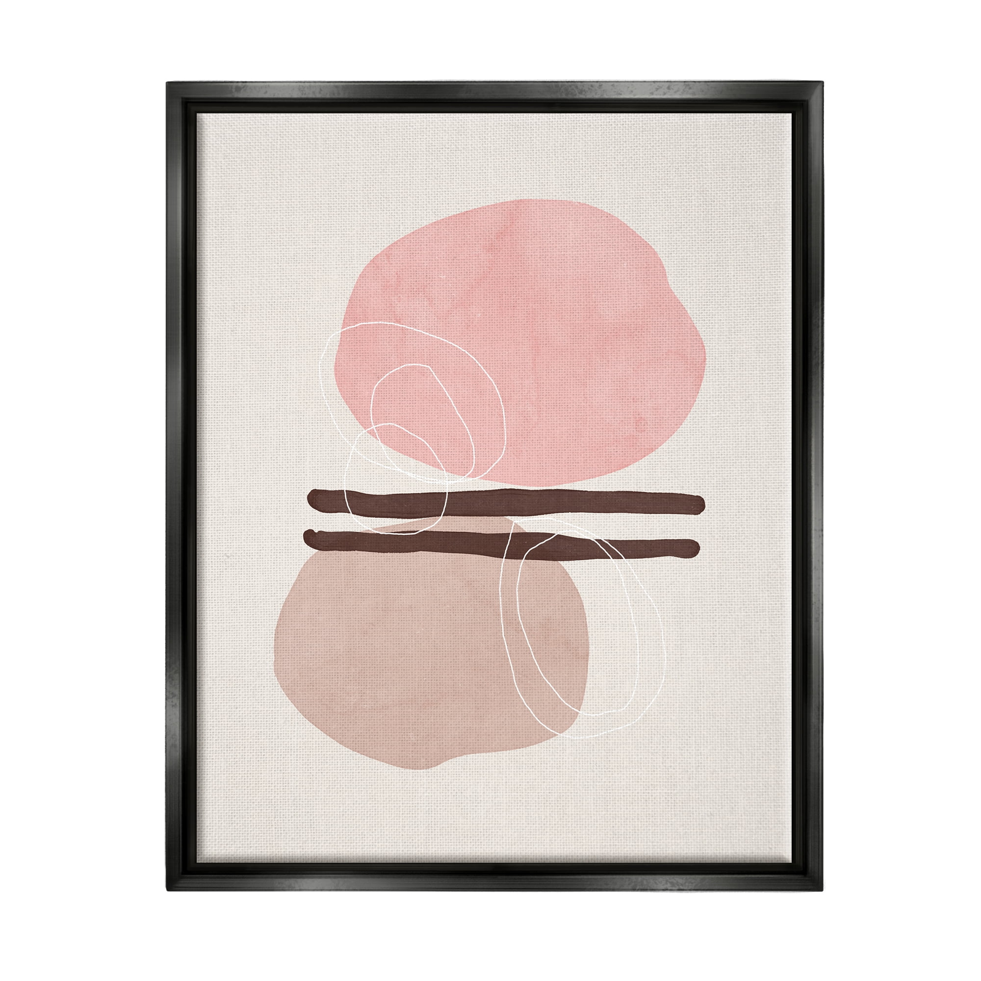 Stupell Pastel Pink Geometric Shapes Abstract Painting Black Floater Framed Art Print Wall Art