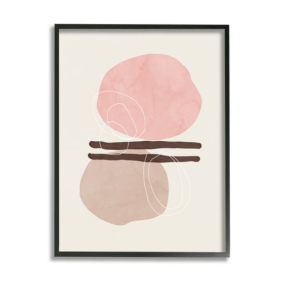Stupell Pastel Pink Geometric Shapes Abstract Painting Black Framed Art Print Wall Art