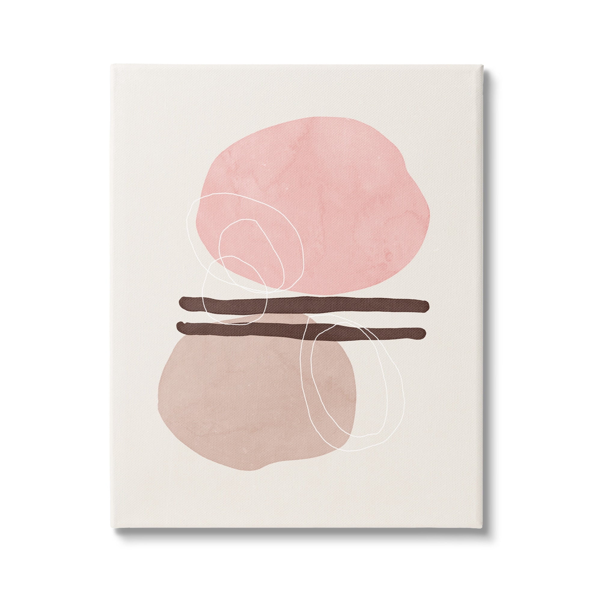 Stupell Pastel Pink Geometric Shapes Abstract Painting Gallery Wrapped Canvas Print Wall Art