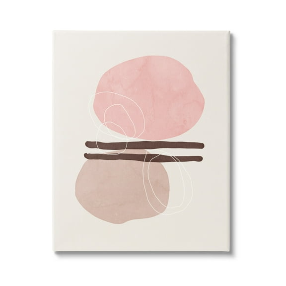 Stupell Pastel Pink Geometric Shapes Abstract Painting Gallery Wrapped Canvas Print Wall Art