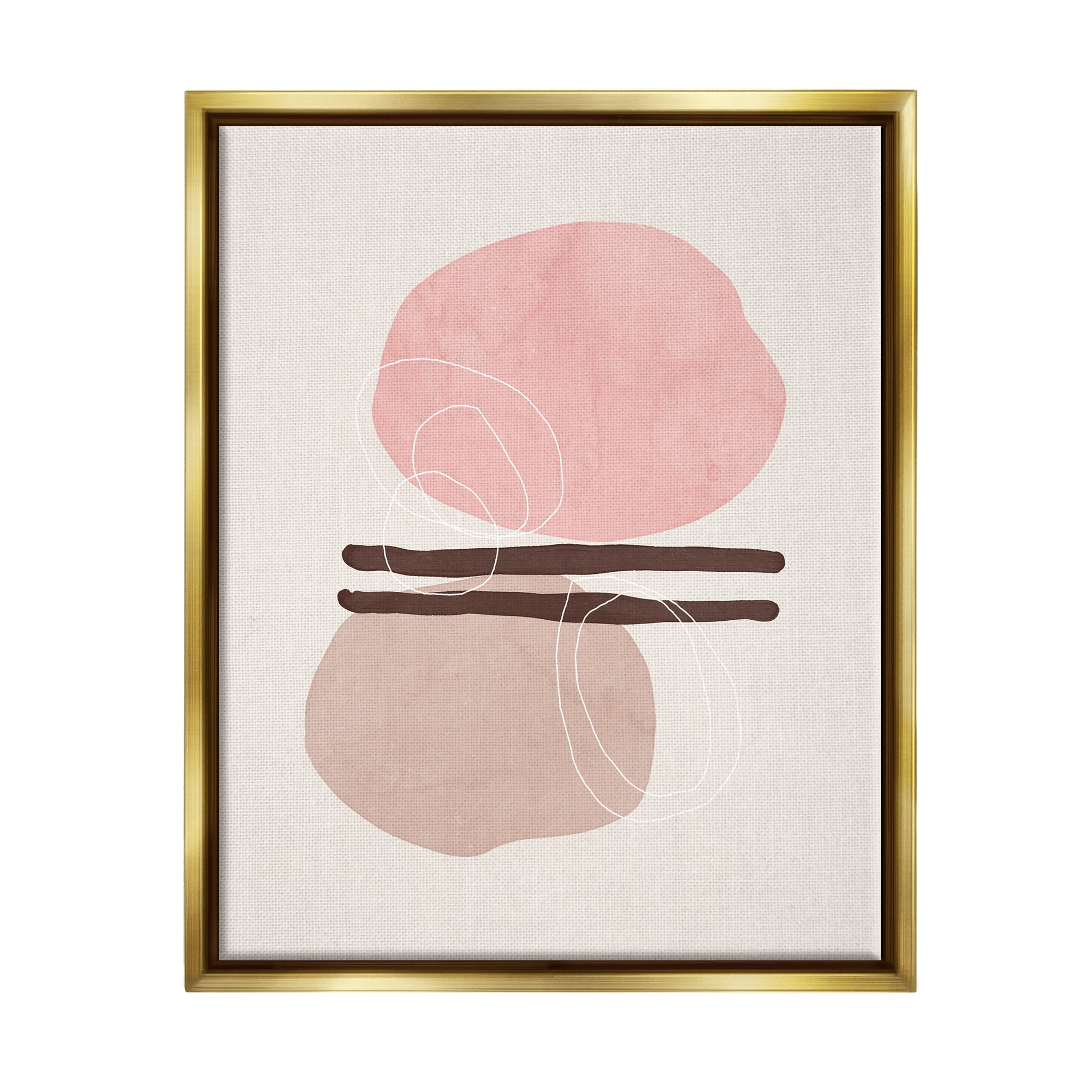 Stupell Pastel Pink Geometric Shapes Abstract Painting Gold Floater Framed Art Print Wall Art