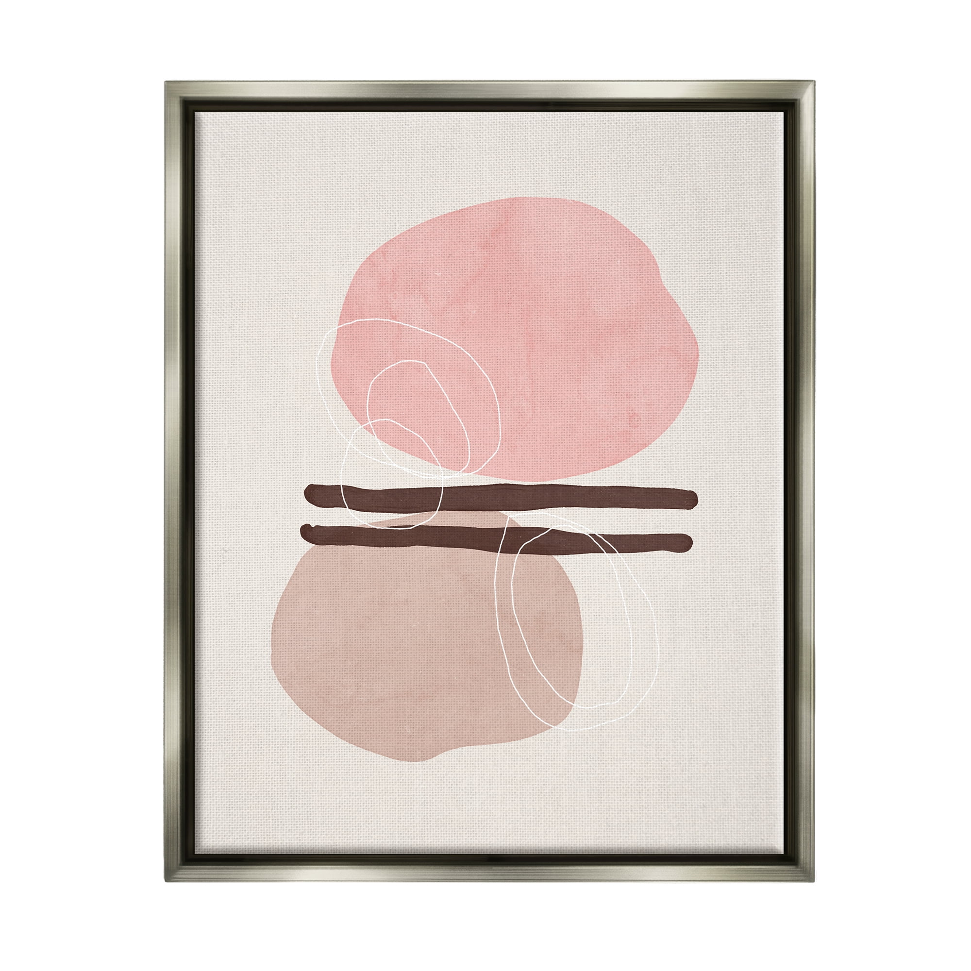 Stupell Pastel Pink Geometric Shapes Abstract Painting Gray Floater Framed Art Print Wall Art