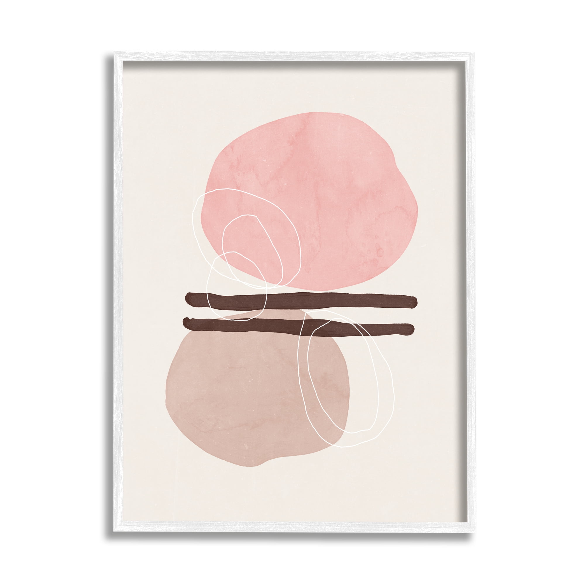 Stupell Pastel Pink Geometric Shapes Abstract Painting White Framed Art Print Wall Art