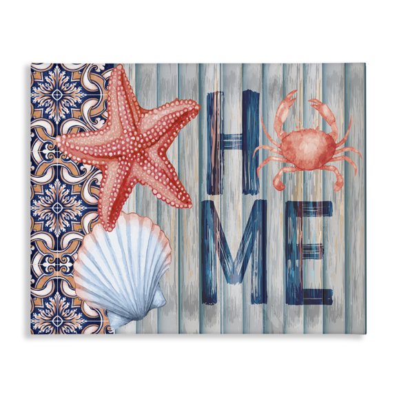 Stupell Industries Coastal Patterned Home Nautical Sea Life Canvas Art, 48 x 36, by Nicole DeCamp
