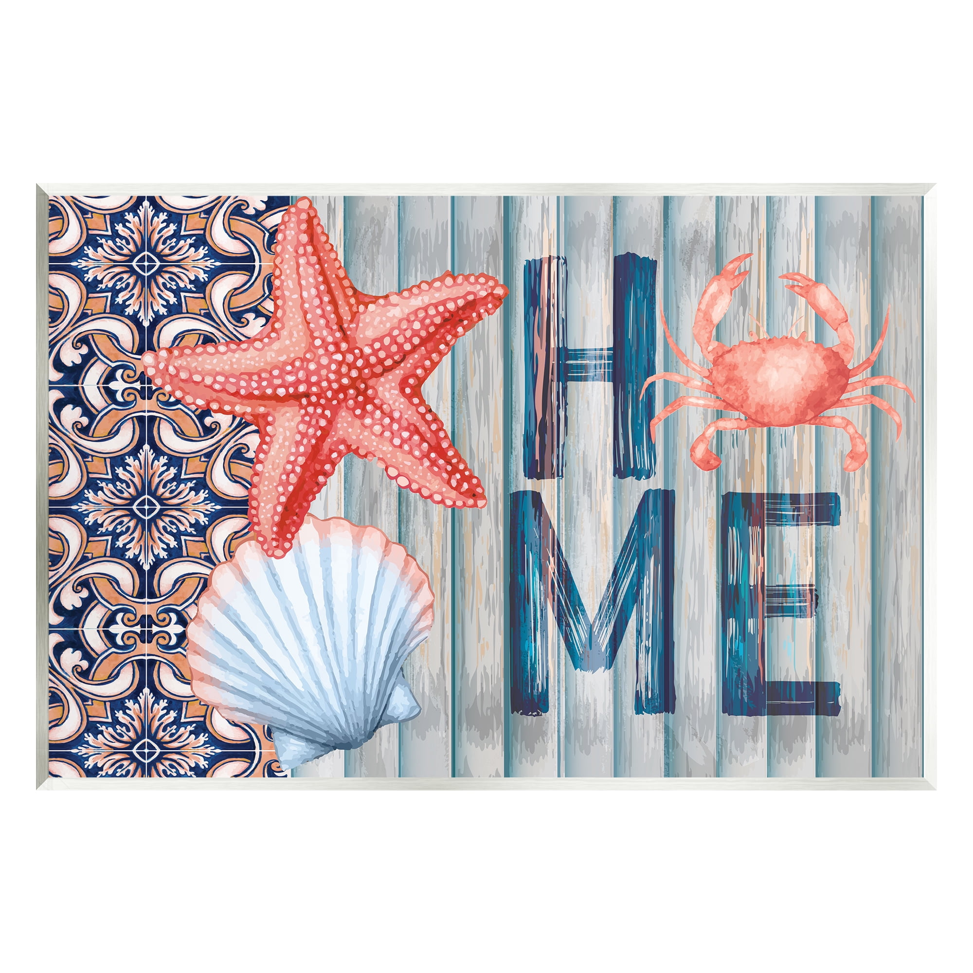 Stupell Patterned Home Nautical Sea Life Landscape Painting Wall Plaque Unframed Art Print Wall Art