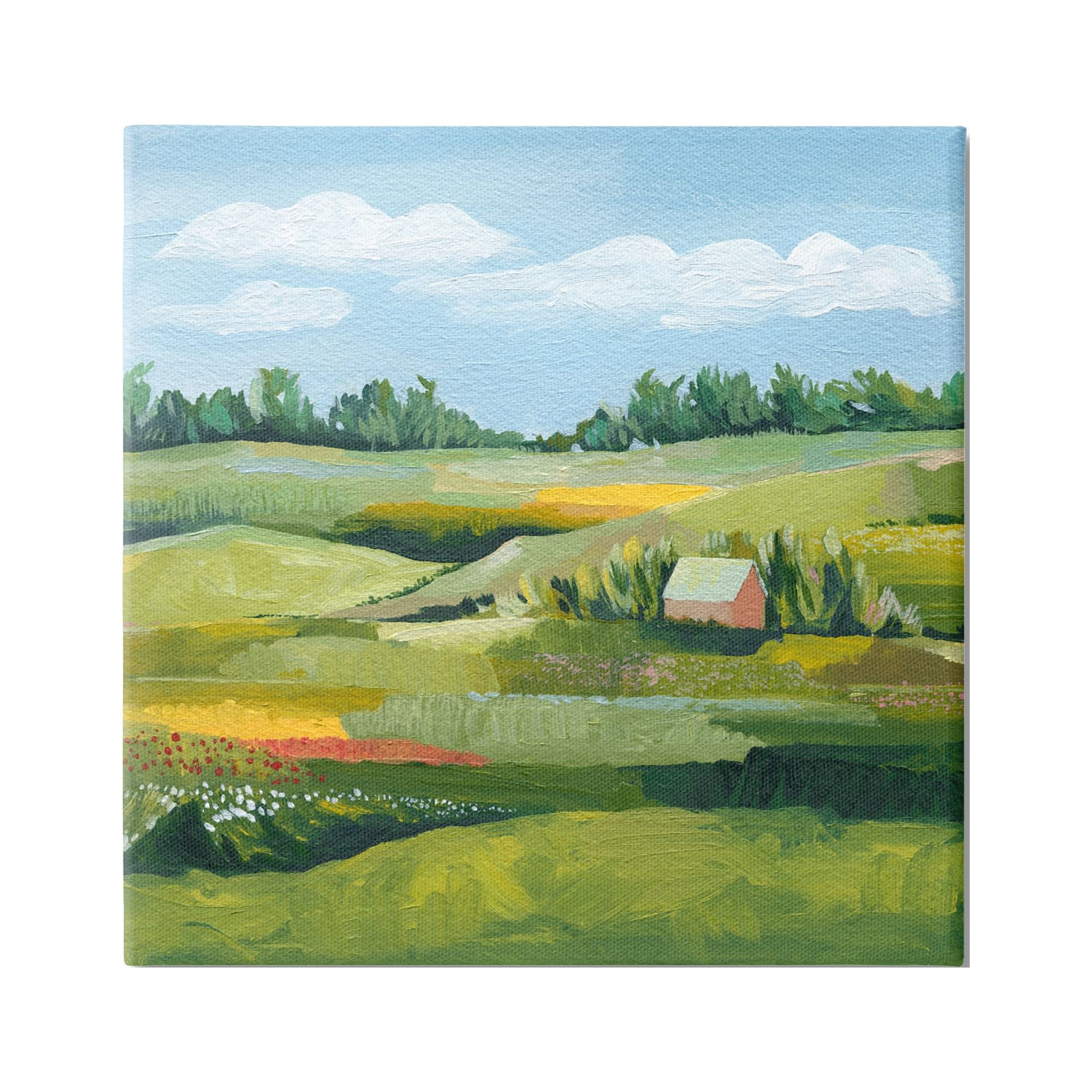 Peaceful Farmland Fields Greenery Landscape Canvas Art