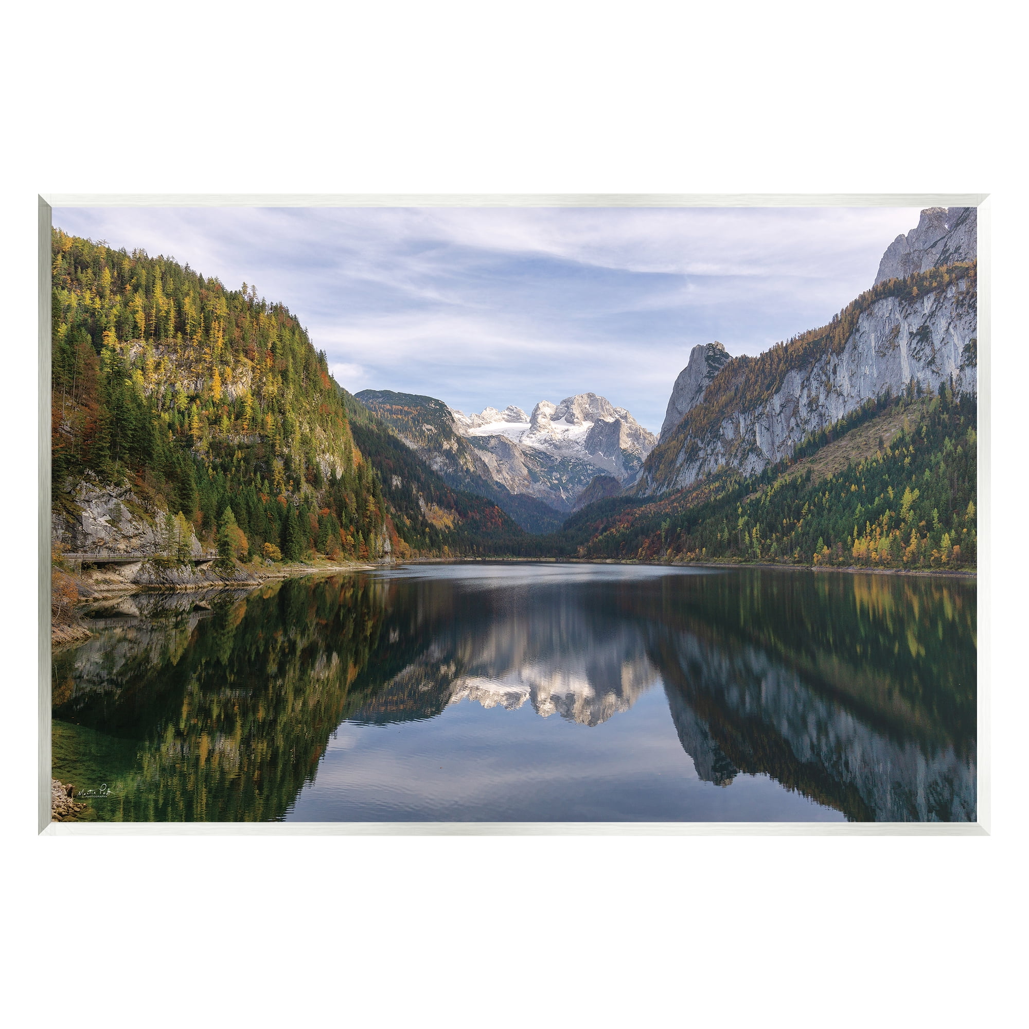Stupell Peaceful Mountain Lake Reflection Landscape Photography Wall Plaque Unframed Art Print Wall Art