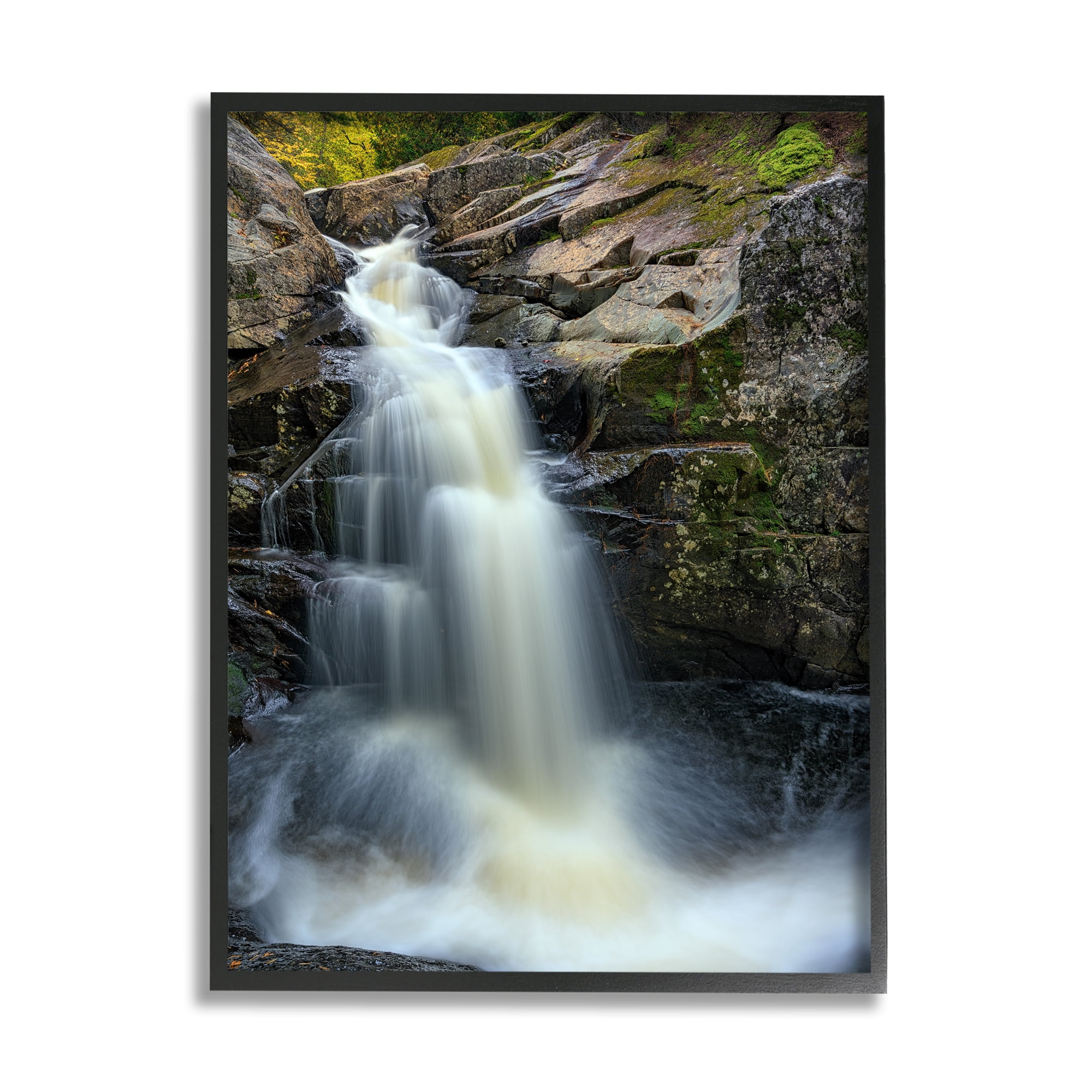 Stupell Peaceful Waterfall Splashing Rocks Landscape Photography Black Framed Art Print Wall Art