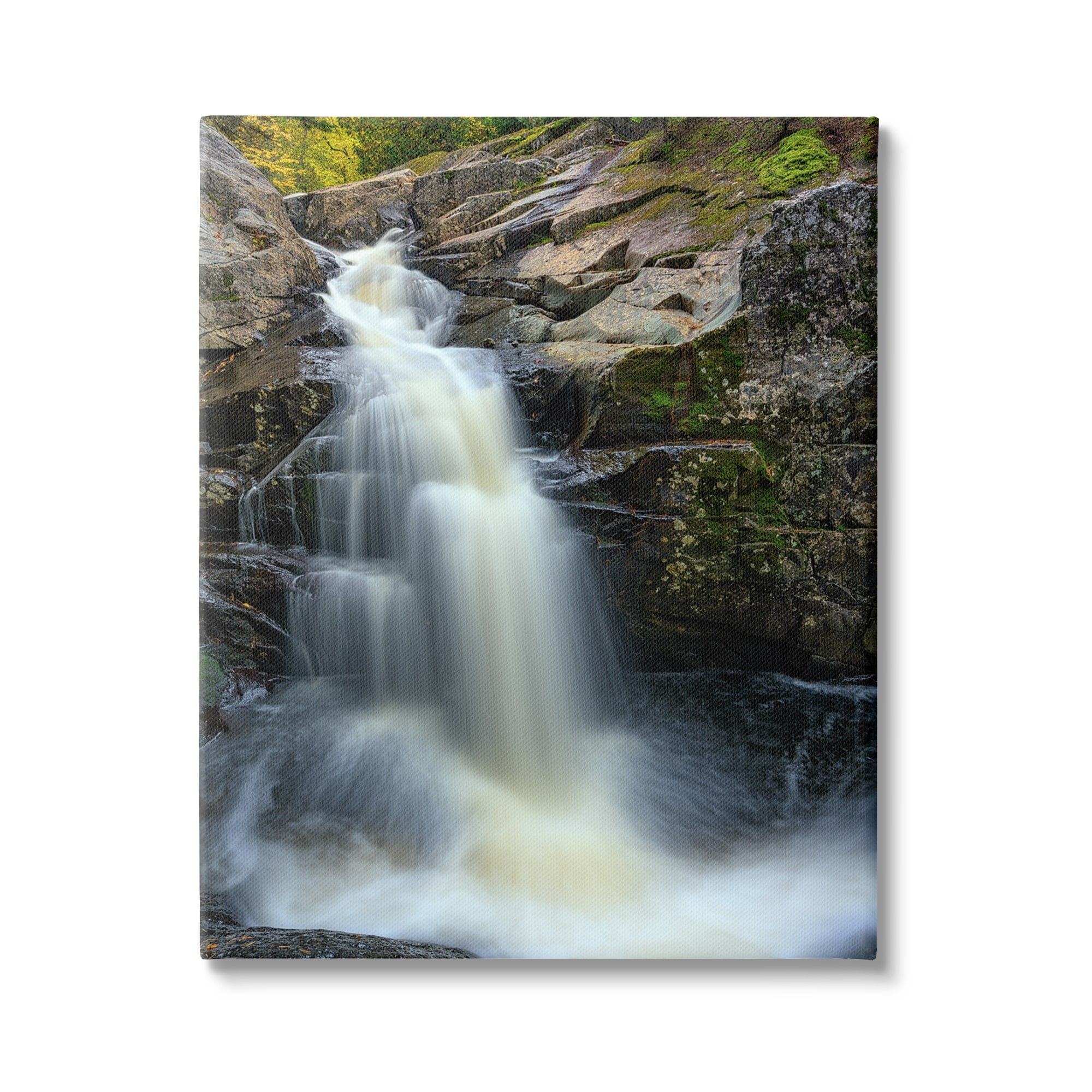 Peaceful Waterfall Splashing Rocks Wrapped Canvas Wall Art
