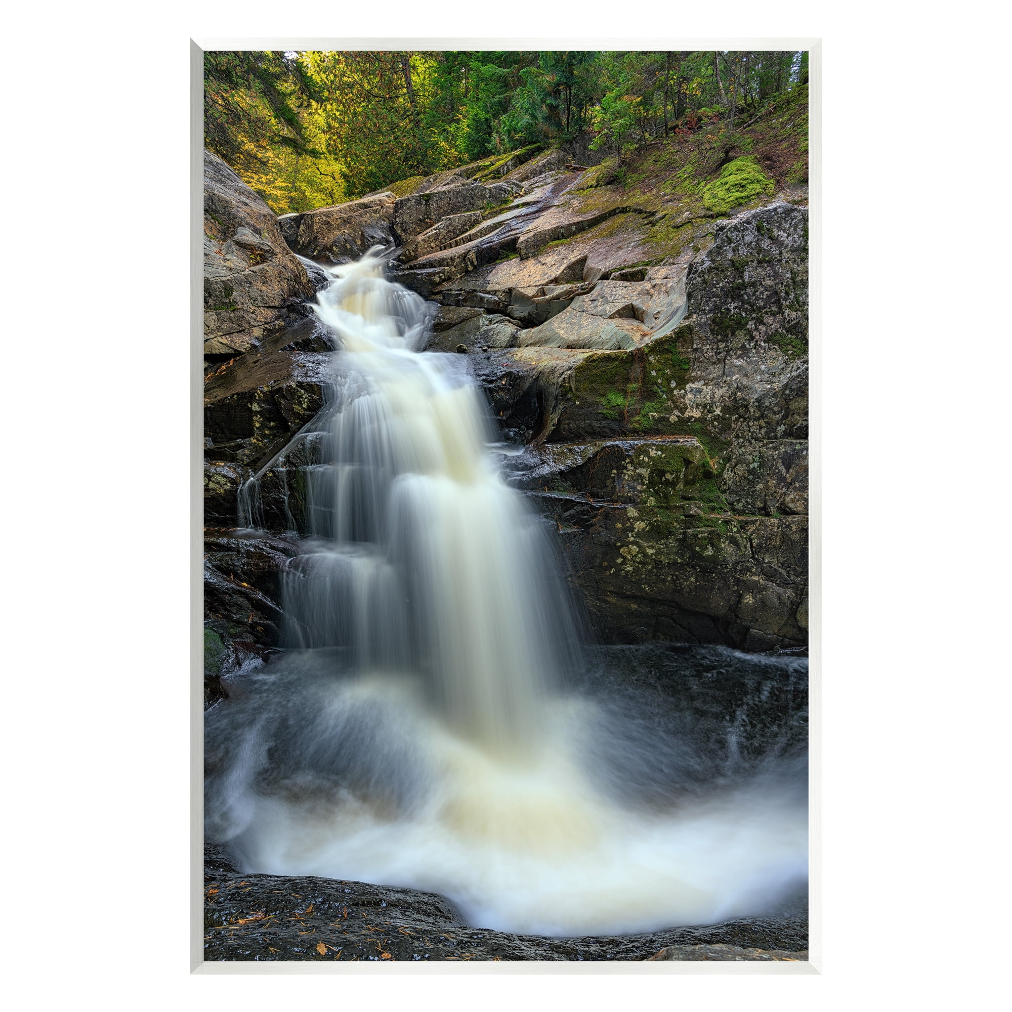 Stupell Peaceful Waterfall Splashing Rocks Landscape Photography Wall Plaque Unframed Art Print Wall Art