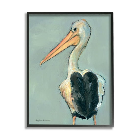 Stupell Pelican Bird Wildlife Painting Animals & Insects Painting Black Framed Art Print Wall Art