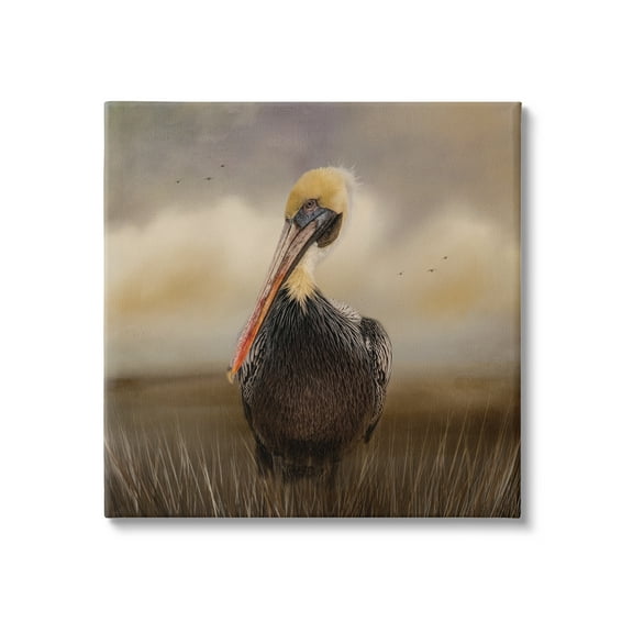 Stupell Pelican Cloudy Nature Sky Wildlife Animals & Insects Photography Gallery Wrapped Canvas Print Wall Art