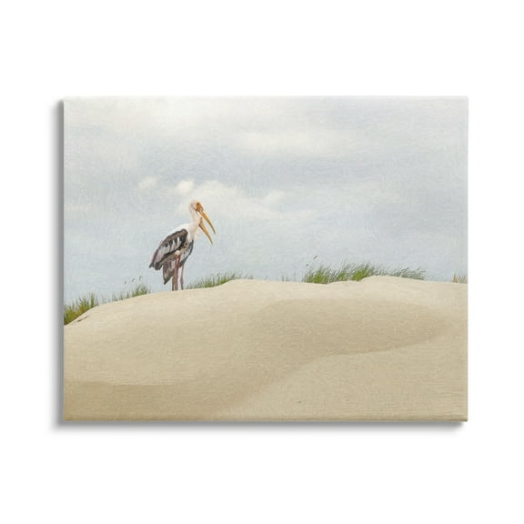 Stupell Pelican Duo Sandy Beach Dunes Landscape Painting Gallery Wrapped Canvas Print Wall Art