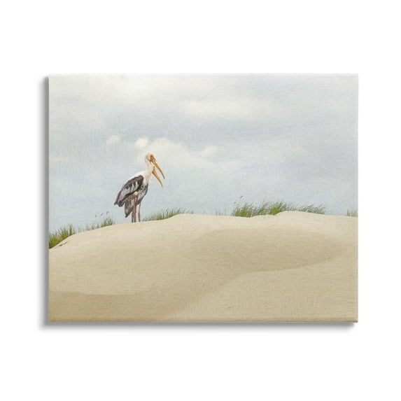 Stupell Pelican Duo Sandy Beach Dunes Landscape Painting Gallery Wrapped Canvas Print Wall Art