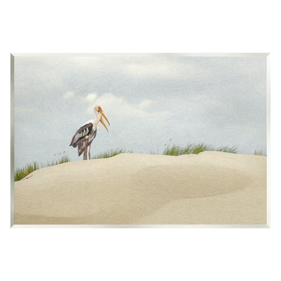 Stupell Pelican Duo Sandy Beach Dunes Landscape Painting Wall Plaque Unframed Art Print Wall Art