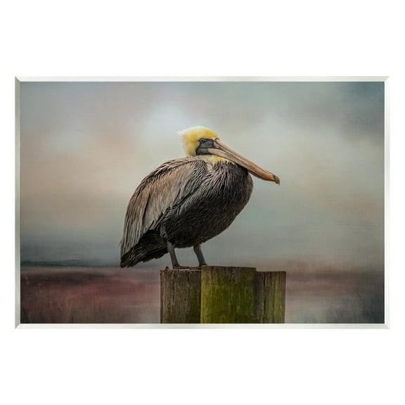 Stupell Pelican Perched Wildlife Nature Animals & Insects Photography Wall Plaque Unframed Art Print Wall Art