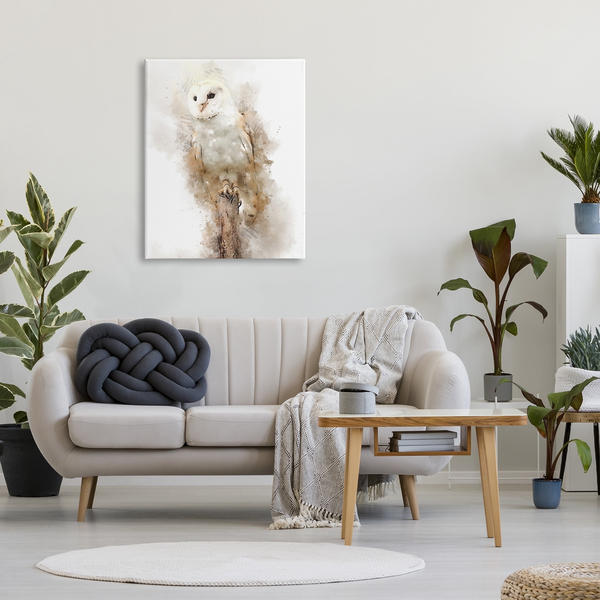 Stupell Perched Barn Owl Wildlife Animals & Insects Painting Gallery Wrapped Canvas Print Wall Art