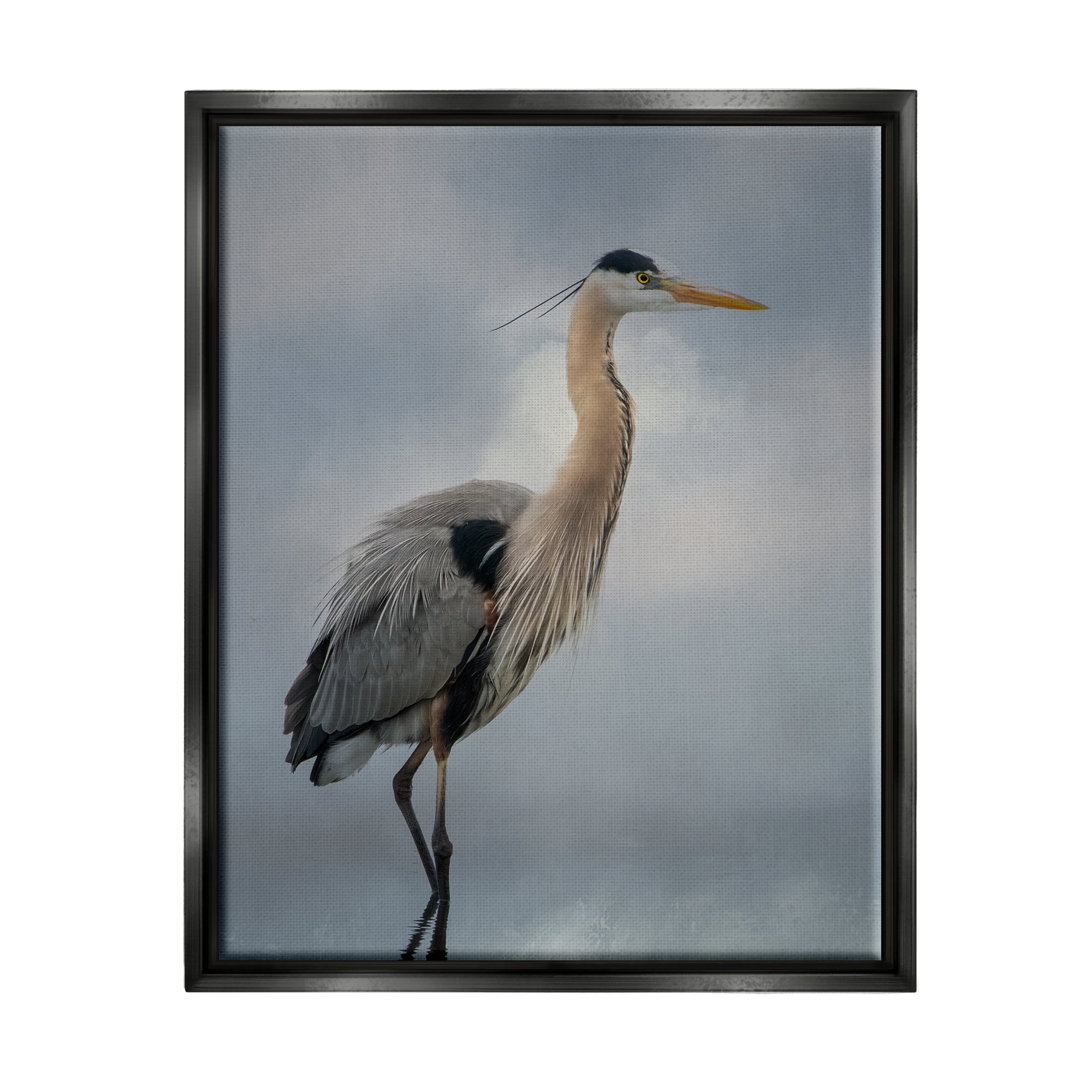 Stupell Perched Egret Water Reflection Animals & Insects Photography Black Floater Framed Art Print Wall Art