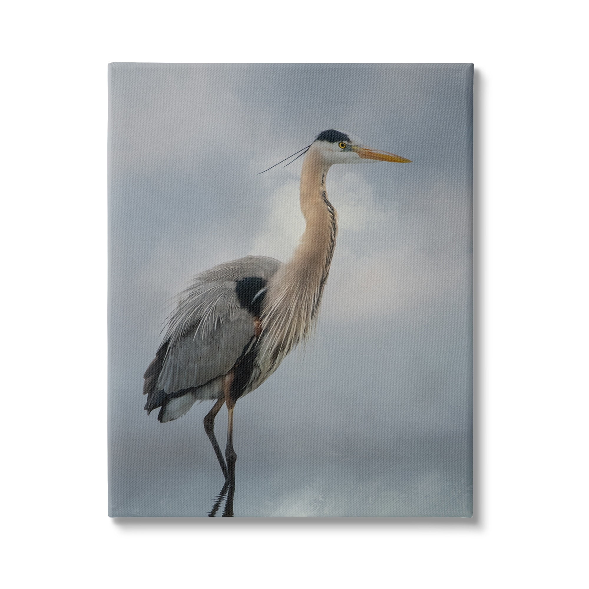 Stupell Perched Egret Water Reflection Animals & Insects Photography Gallery Wrapped Canvas Print Wall Art