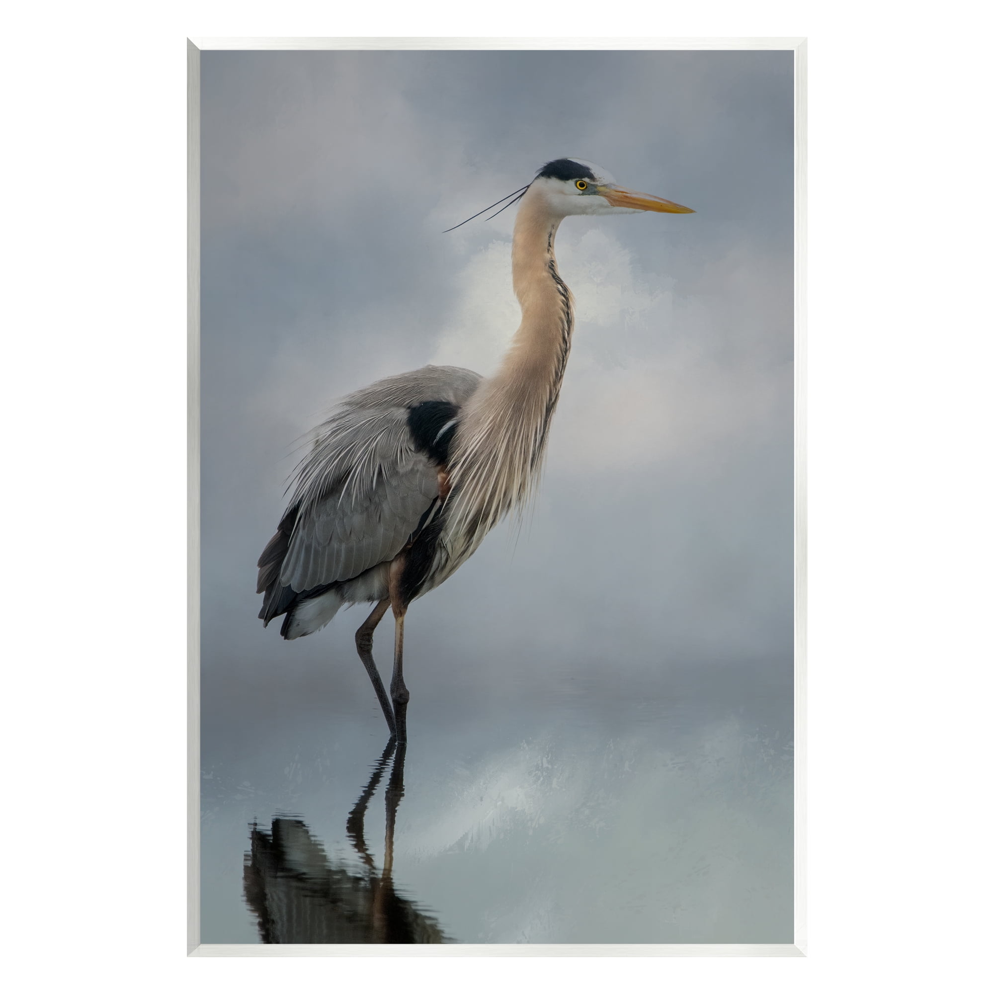 Stupell Perched Egret Water Reflection Animals & Insects Photography Wall Plaque Unframed Art Print Wall Art