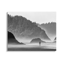 Stupell Person Strolling Rocky Cliff Shoreline Landscape Photography Gallery Wrapped Canvas Print Wall Art