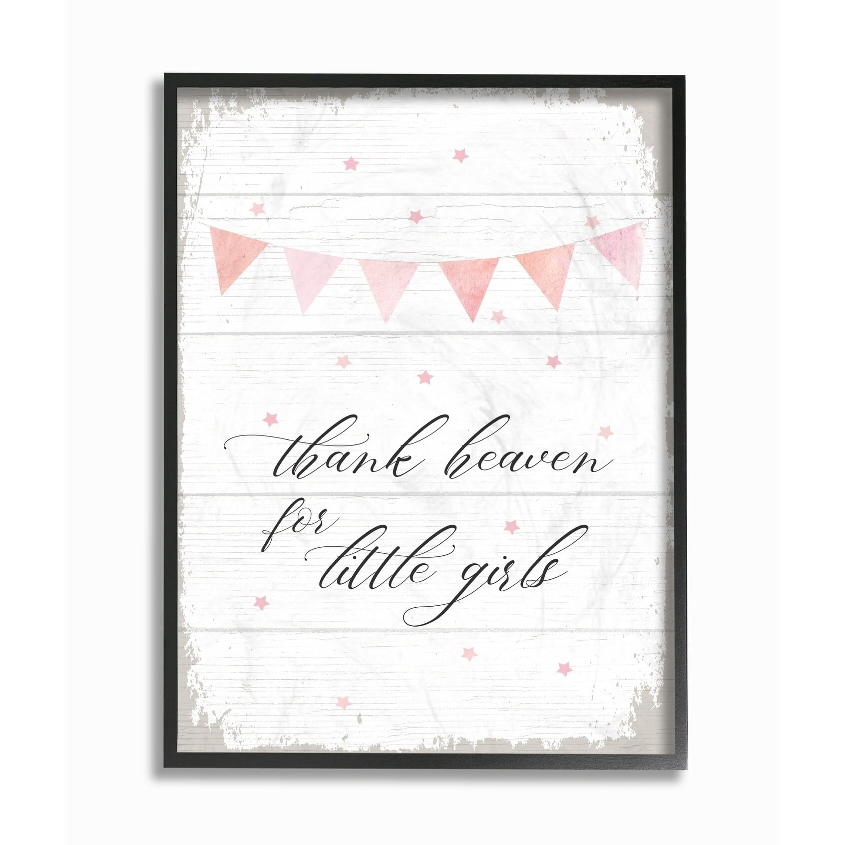 Stupell Pink Bunting Thank Heaven for Little Girls Framed Art, 11 x 14, Design By Artist Daphne Polselli - Multi-Color 11 x 14