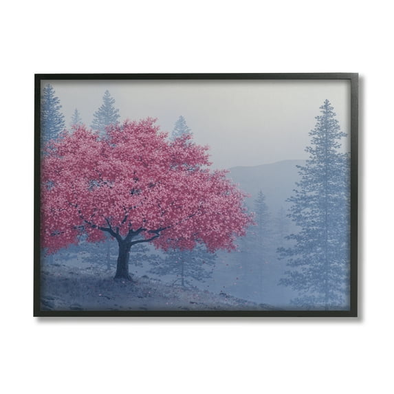 Stupell Pink Cherry Blossom Nature Landscape Landscape Photography Black Framed Art Print Wall Art