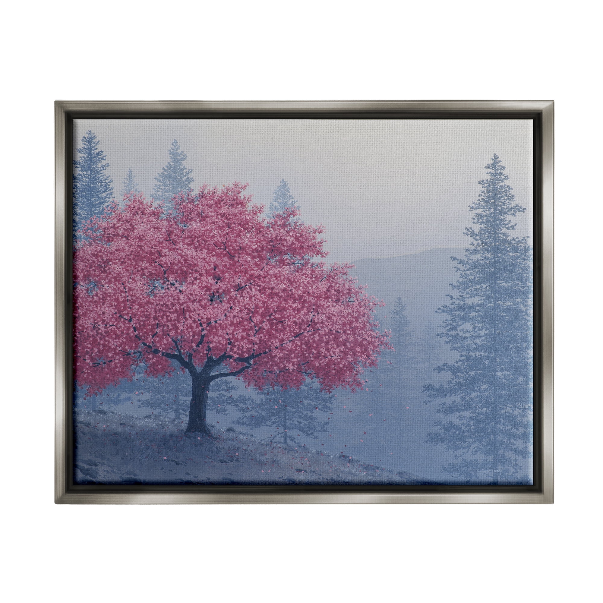 Stupell Pink Cherry Blossom Nature Landscape Landscape Photography Gray Floater Framed Art Print Wall Art