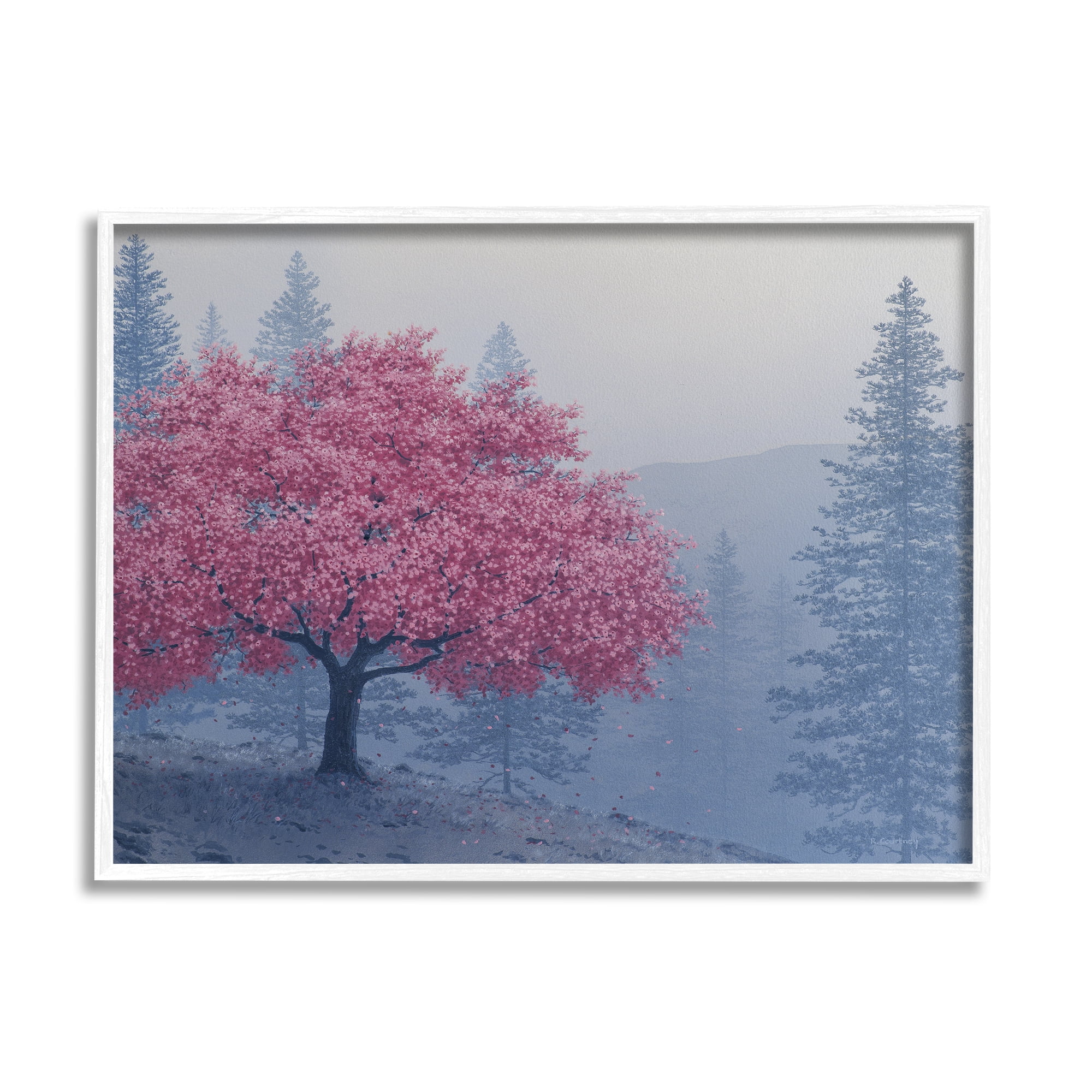 Stupell Pink Cherry Blossom Nature Landscape Landscape Photography White Framed Art Print Wall Art