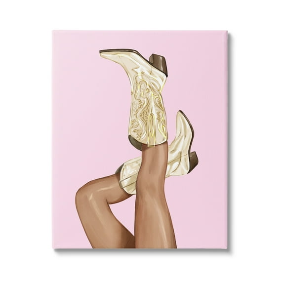 Stupell Pink Country Cowgirl Boots Beauty & Fashion Painting Gallery Wrapped Canvas Print Wall Art