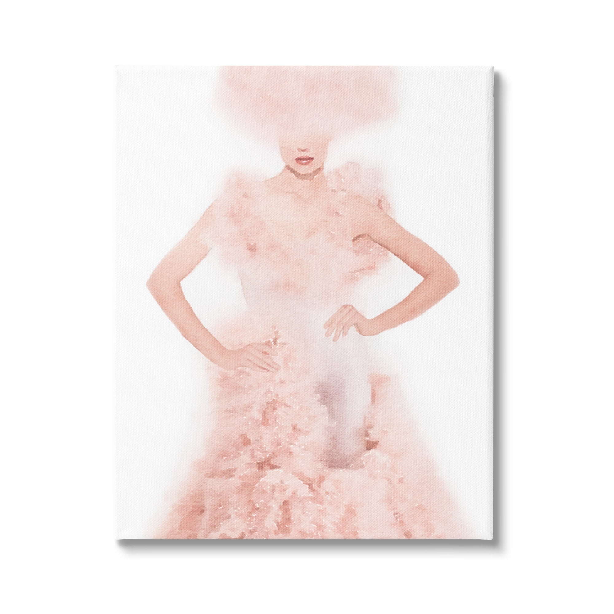 Stupell Pink Fluffy Fashion Gown Beauty & Fashion Painting Gallery Wrapped Canvas Print Wall Art