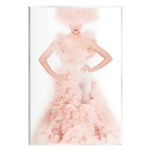 Stupell Pink Fluffy Fashion Gown Beauty & Fashion Painting Wall Plaque Unframed Art Print Wall Art