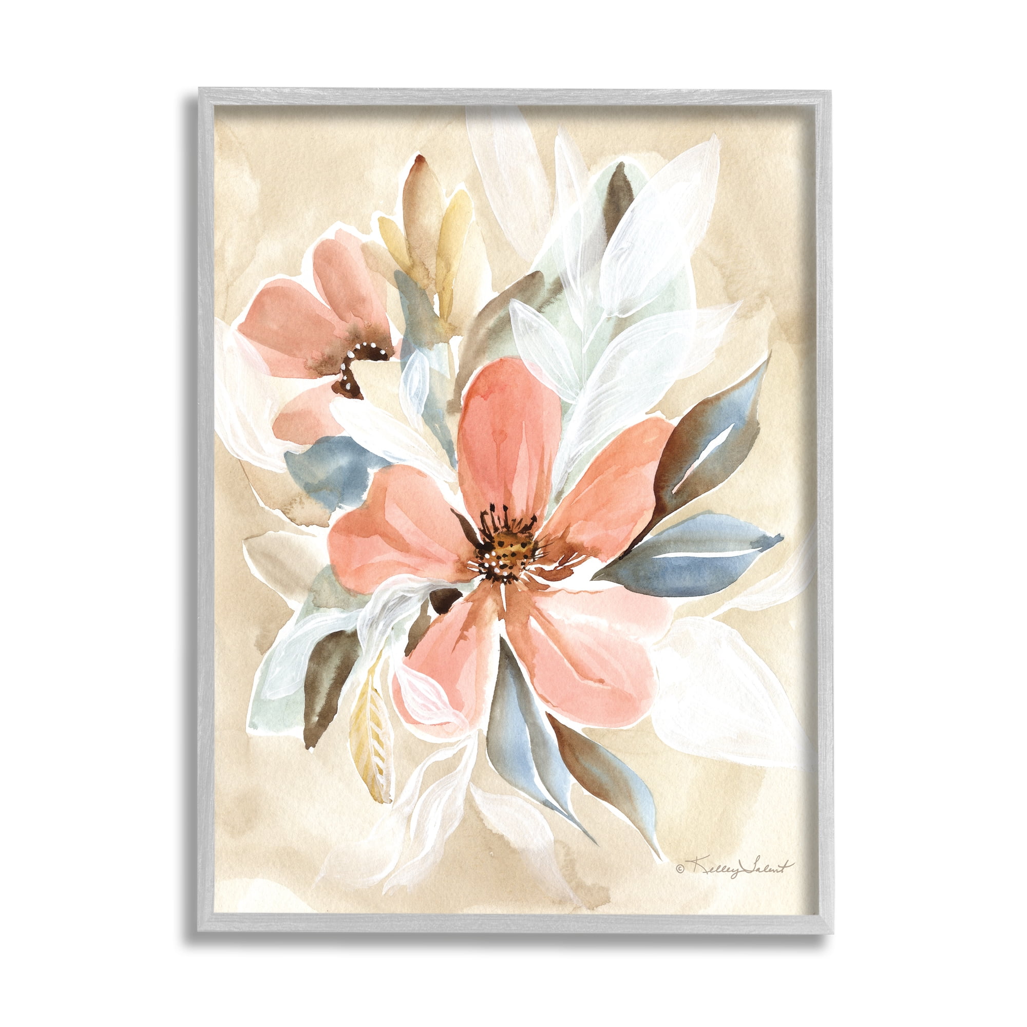 Stupell Pink Lily Floral Bunches Botanical & Floral Painting Gray Framed Art Print Wall Art