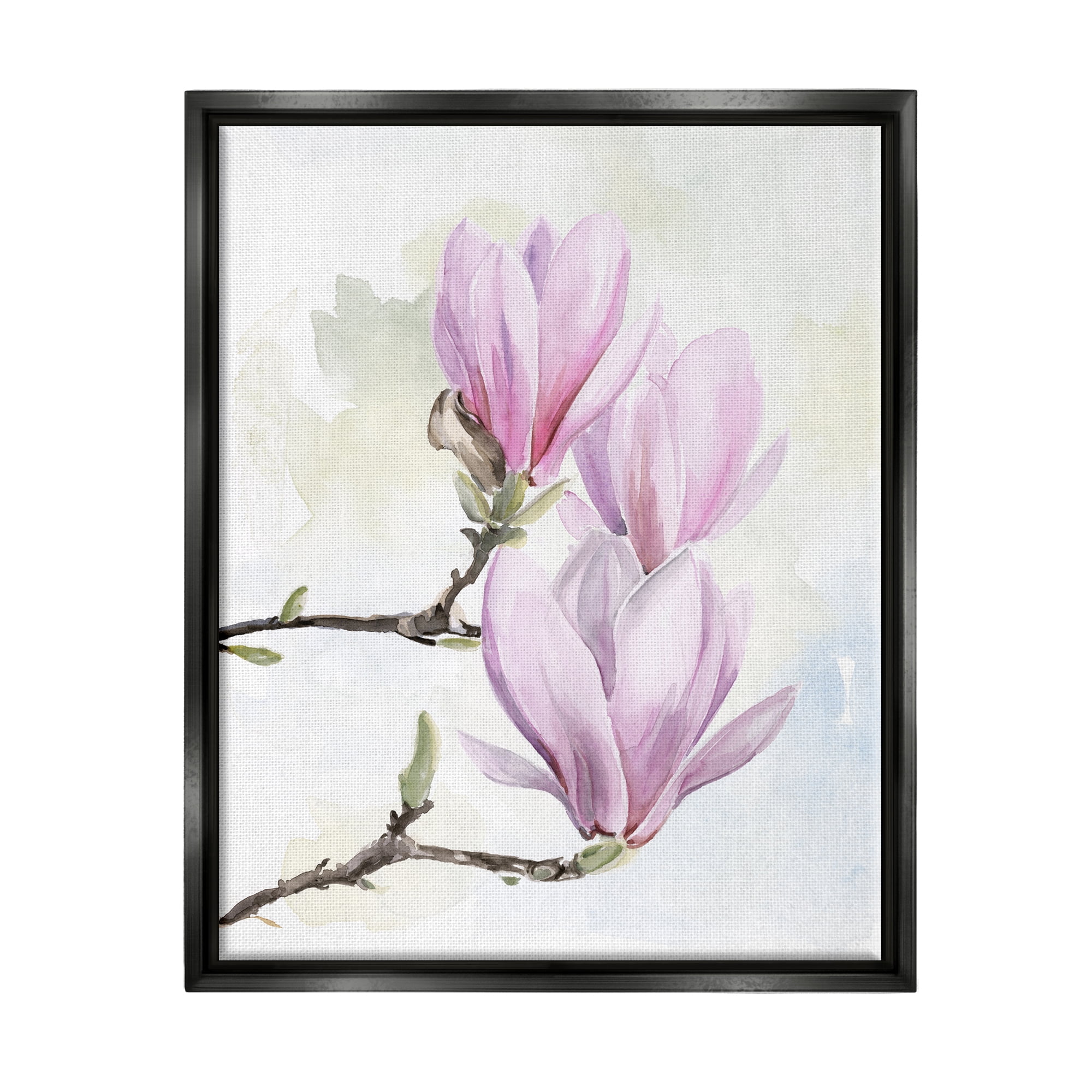 Stupell Pink Magnolia Flower Blooms Botanical & Floral Painting Black Floater Framed Art Print Wall Art