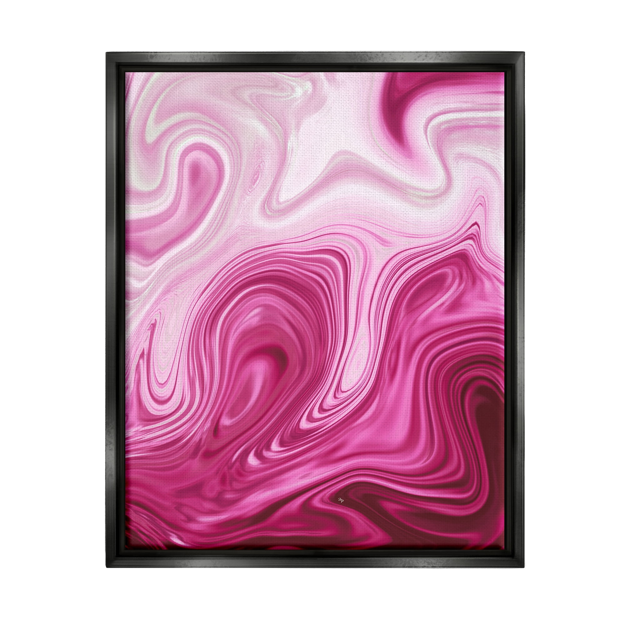 Stupell Pink Marble Abstract Swirls Abstract Painting Black Floater Framed Art Print Wall Art