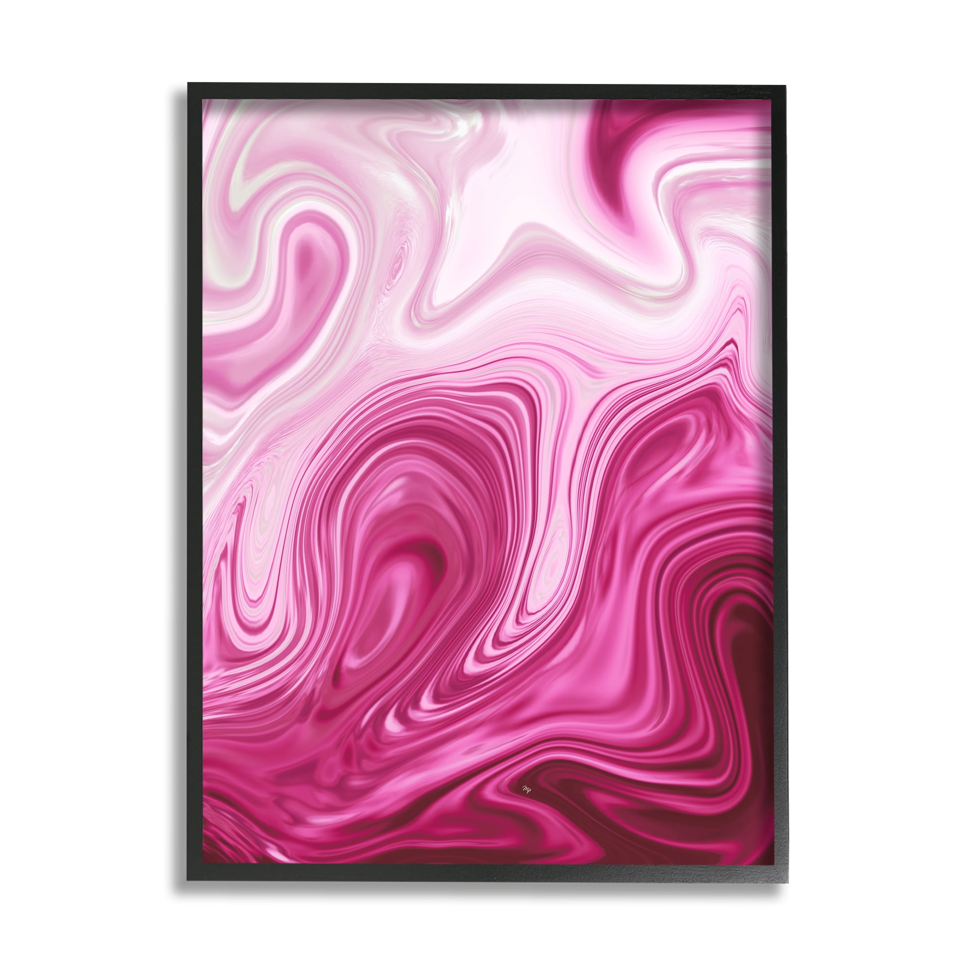 Stupell Pink Marble Abstract Swirls Abstract Painting Black Framed Art Print Wall Art