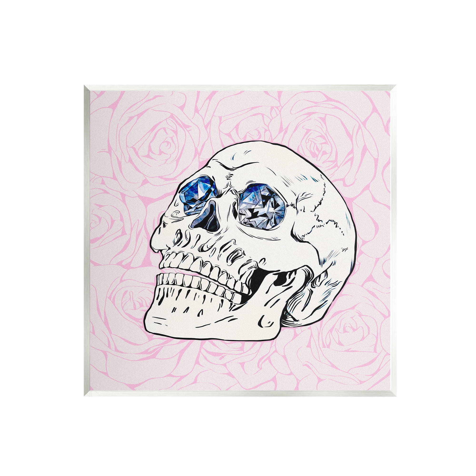 Stupell Pink Roses Crystal Eyes Skull Beauty & Fashion Painting Wall Plaque Unframed Art Print Wall Art