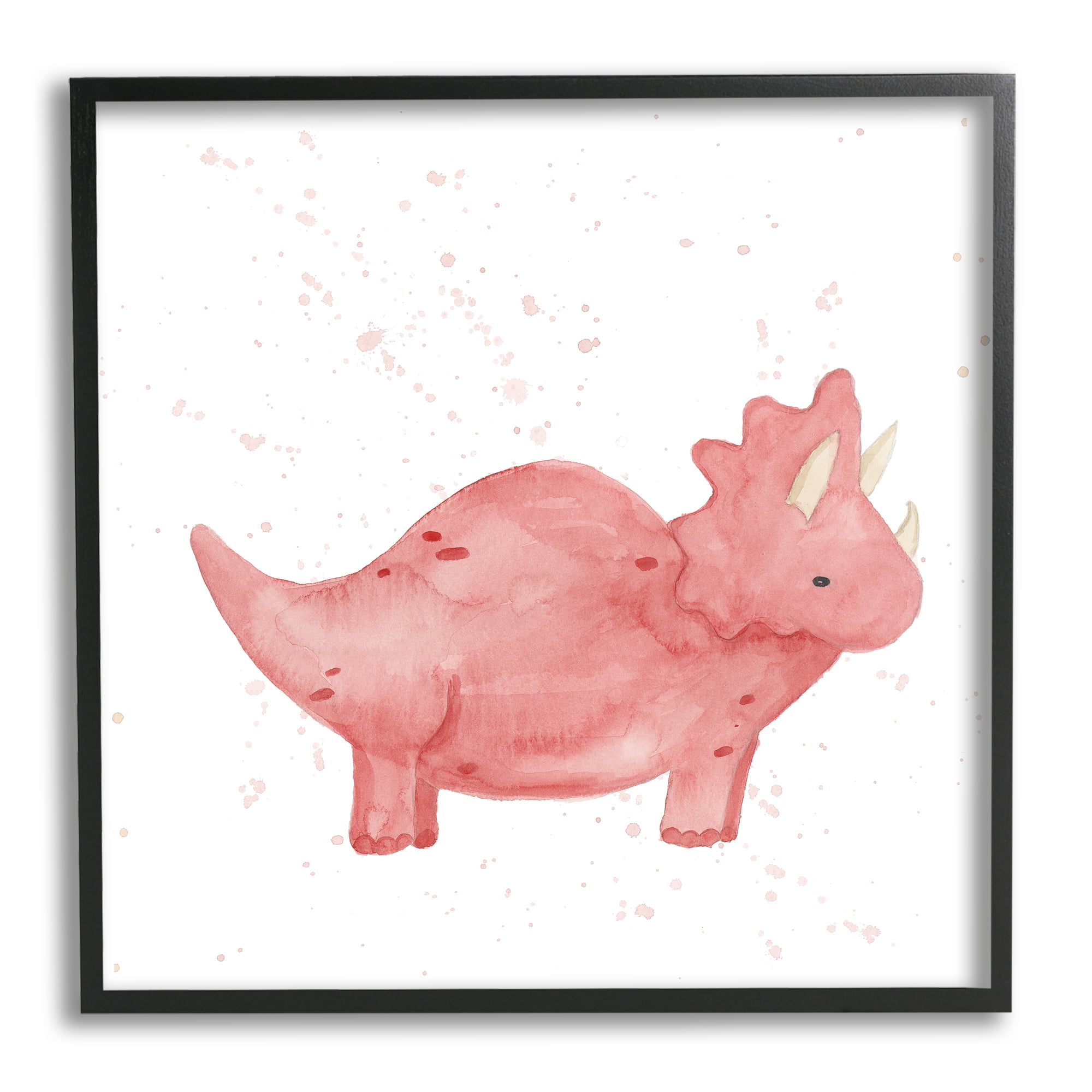 Stupell Pink Triceratops Dinosaur Animal Animals & Insects Painting Black Framed Art Print Wall Art