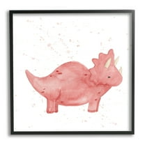 Stupell Pink Triceratops Dinosaur Animal Animals & Insects Painting Black Framed Art Print Wall Art