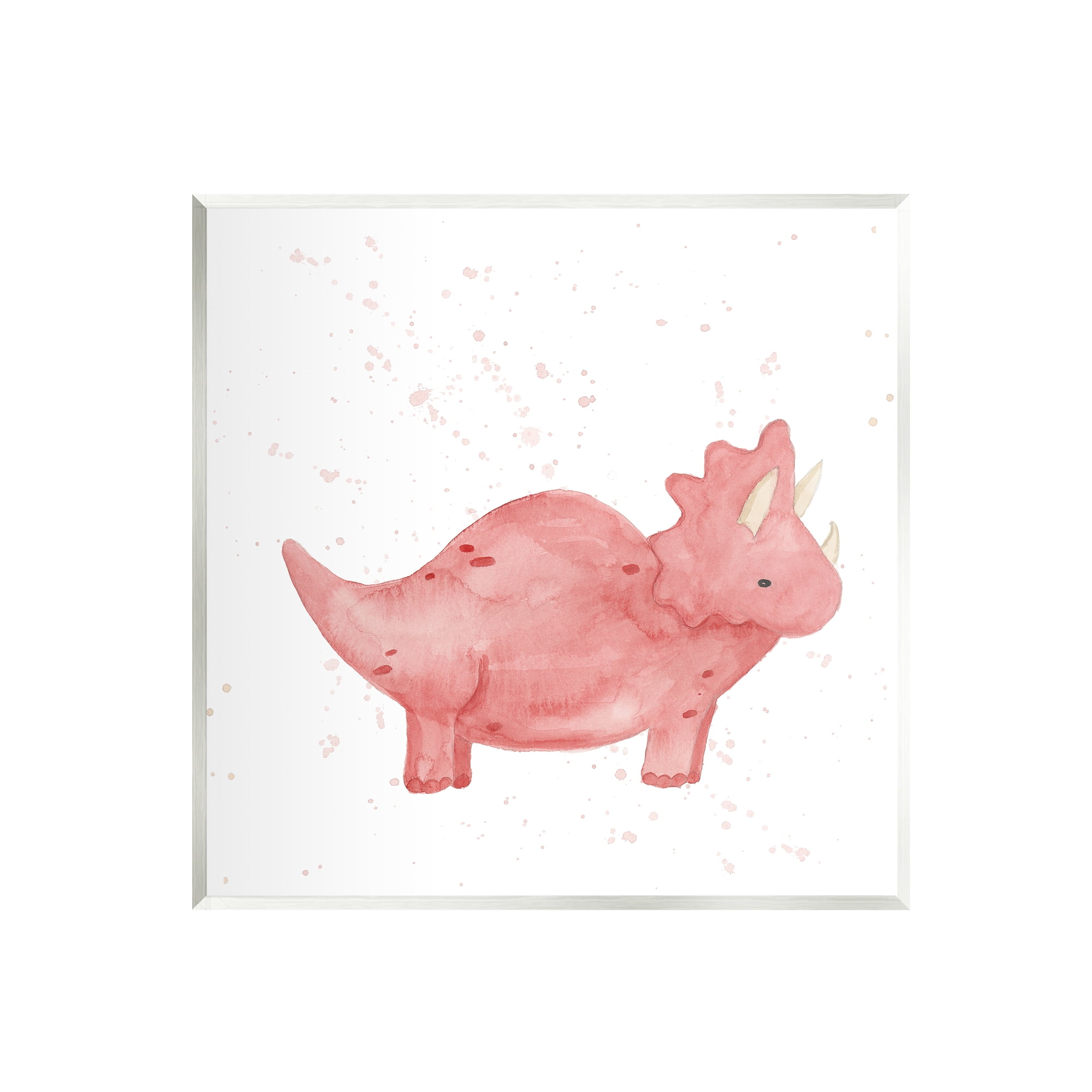 Stupell Pink Triceratops Dinosaur Animal Animals & Insects Painting Wall Plaque Unframed Art Print Wall Art
