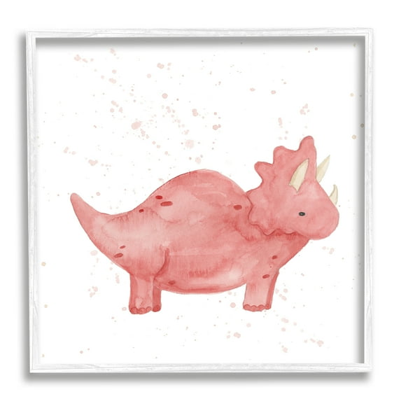 Stupell Pink Triceratops Dinosaur Animal Animals & Insects Painting White Framed Art Print Wall Art